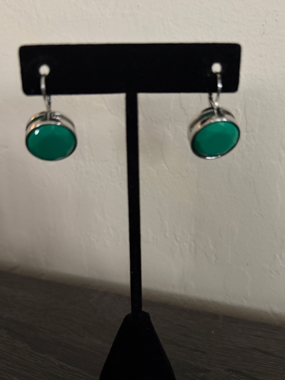 Green Silver Drop Earrings - Women Jewelry